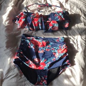 Floral High Waisted Bikini